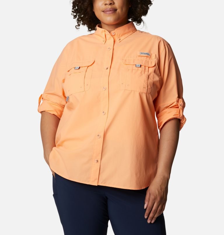 Women's Columbia PFG Bahama Long Sleeve Shirts Orange | Plus Size CA-I60L3